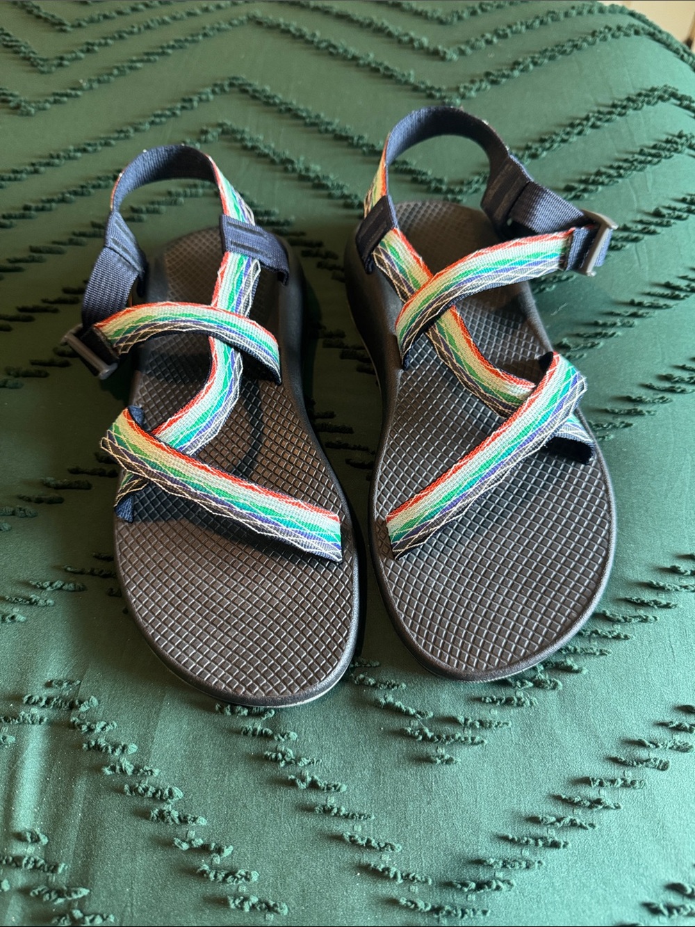 Chaco Navy Sandals with Rainbow Straps